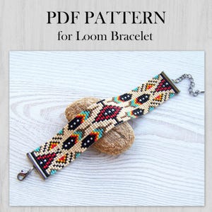 Ethno-Stil Loom Perlenmuster, Miyuki Delica Armband PDF Muster, Native bunte Armband Muster, PDF Perlen sofort-Download