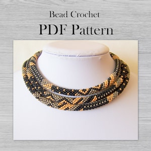 DIY Seed Bead Crochet Art Project, Crochet Rope Jewelry pattern, PDF Pattern for Patchwork necklace, Beadweaving Crafter Gift