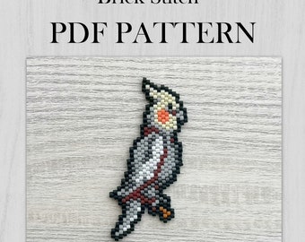 Cockatiel PDF Pattern, Brick stitch pattern, Parrot Bird Beading Graph Pattern, PDF file download, Miyuki Delica beads