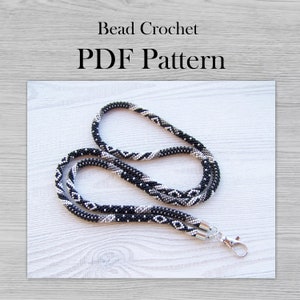 PDF Pattern for Patchwork lanyard, DIY Seed Bead Crochet Art Project, Crochet Rope Jewelry pattern, Beadweaving Crafter Gift