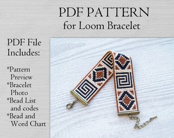 Loom Perlen Muster, griechischen Stil Muster Miyuki Delica Armband PDF Muster, Native Armband Muster, PDF Perlen sofortiger download