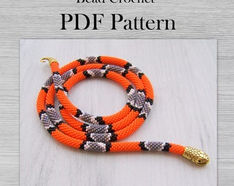 PDF-patroon gehaakte ketting met kralen, slangenpatroon met kralen, doe-het-zelf knutselen voor volwassenen, patroon rocailles, patroon gehaakte ketting met kralen