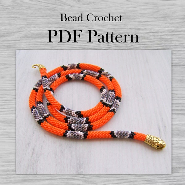 PDF pattern bead crochet necklace, Beaded  snake pattern, DIY Crafts for Adults, Seed beads necklace pattern, Beads crochet necklace pattern