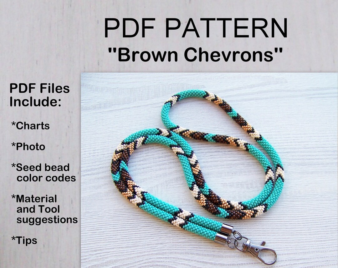 Bead Crochet Lanyard Pattern PDF for Brown Chevrons Lanyard Etsy