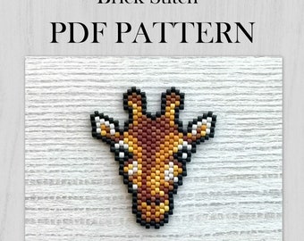 Giraffe PDF Pattern, Brick stitch pattern, African Animal Beading Graph Pattern, PDF file download, Miyuki Delica beads