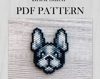 フレンチブルドッグのブリックステッチパターン、ビーズグラフPDF