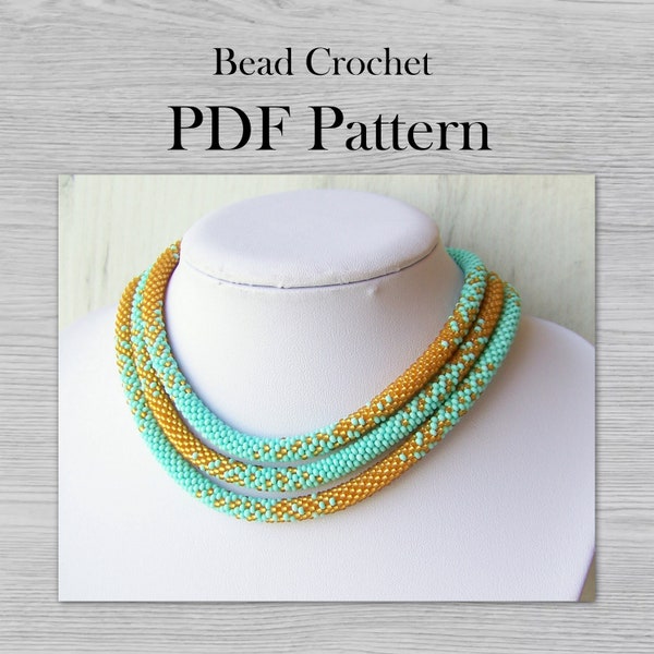 Perlen häkeln Muster für Ombre Halskette, DIY Seed Bead Crochet Art Project, PDF häkeln Schmuck Strickmuster, Perlen Weben Handwerker Geschenk