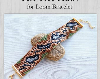 Bracciale con motivo a serpente in PDF, modello per bracciale con perline Miyuki Delica, download immediato di polsini colorati