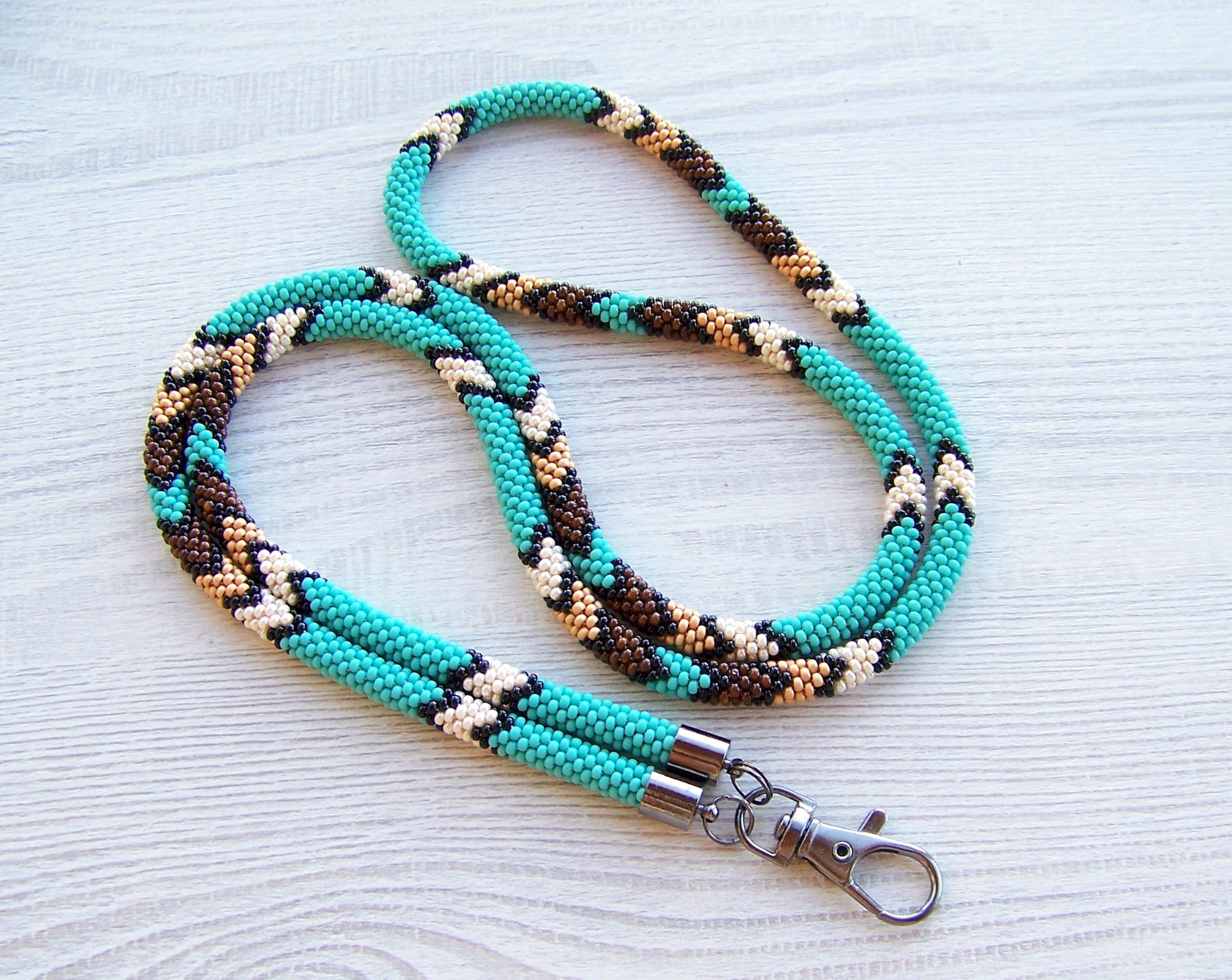 Bead Crochet Lanyard Pattern PDF for Brown Chevrons Lanyard Etsy