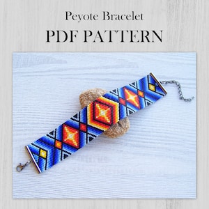 Native colorful ODD Count Peyote bracelet pattern, Ethnic Style Bead Pattern, Miyuki Delica Bracelet PDF Pattern, Beading instant download