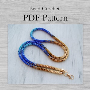 PDF Pattern for Gradient lanyard, DIY Seed Bead Crochet Art Project, Ombre lanyard or necklace Rope  pattern, Beadweaving Crafter Gift