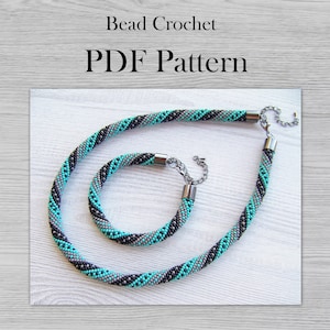 PDF Pattern for bead crochet necklace or bracelet, crochet rope pattern, DIY seed bead Art project, seed beads PDF pattern