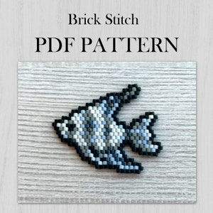 Angelfish PDF Pattern, Brick stitch pattern, Aquarium fish Beading PDF Pattern, Instant download, Miyuki Delica beads