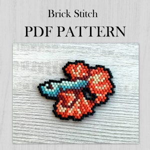 Betta Fisch PDF Muster, Miyuki Delica Perlen, Muschelmuster, Aquarienfische Perlenstickerei PDF-Muster