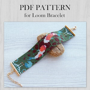 Koi Fish Loom Bead Pattern, Dark pond bracelet pattern, Jewelry Miyuki Delica Bracelet PDF Pattern, PDF Beading instant download