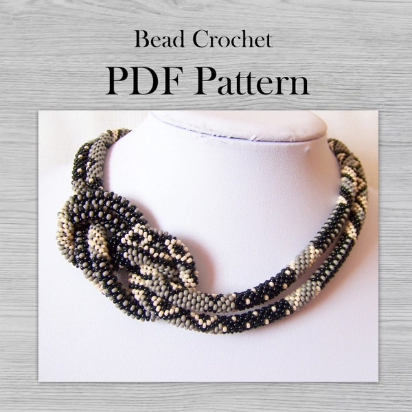 PDF Pattern for Patchwork necklace, DIY Seed Bead Crochet Art Project, Crochet Rope Jewelry pattern, Beadweaving Crafter Gift