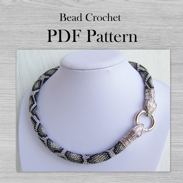 PDF pattern bead crochet necklace, Seed beads snake necklace pattern, Beads crochet pattern, Beaded  snake pattern, DIY Crafts for Adults