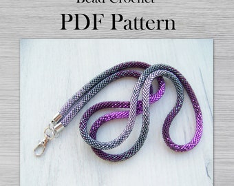 PDF Pattern for Ombe lanyard or necklace, DIY Seed Bead gradient lanyard, Crochet Rope Jewelry pattern, Beadweaving Crafter Gift