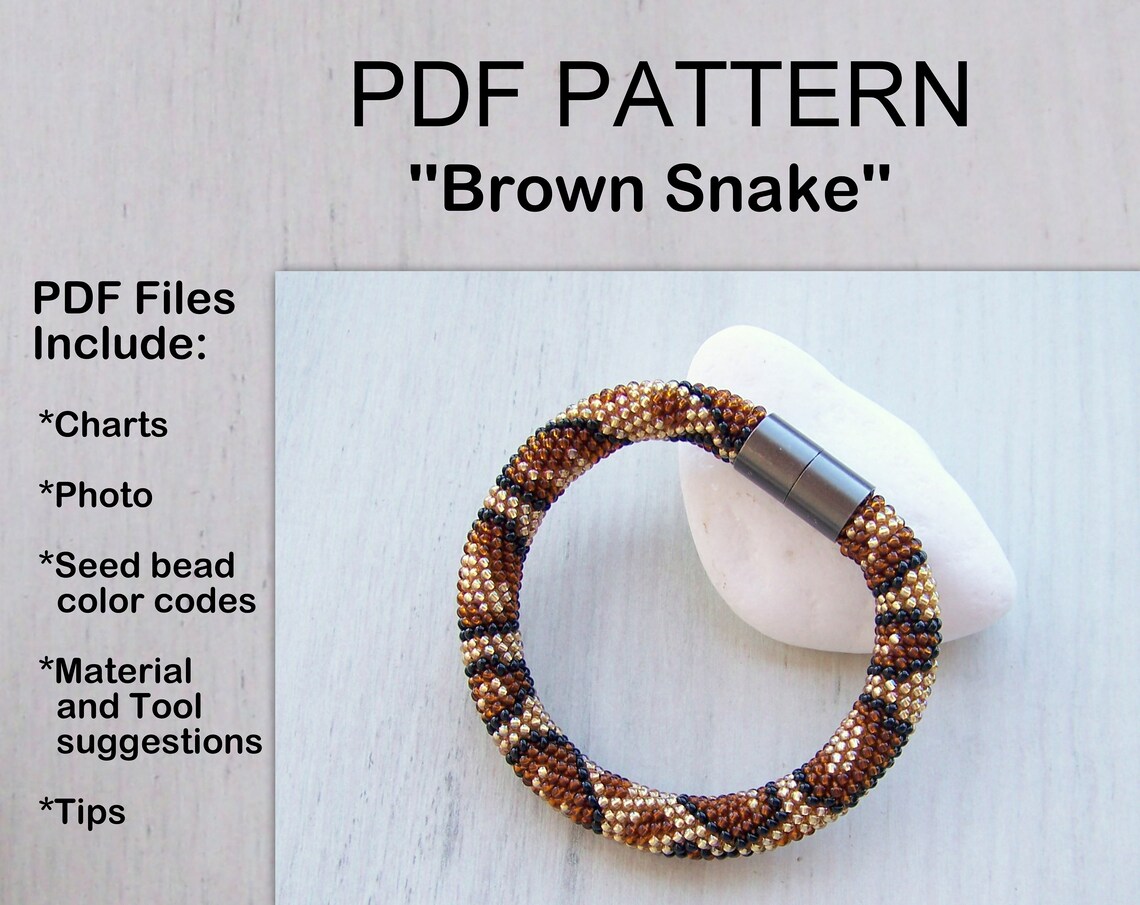 PDF Pattern Bead Crochet Snake Print Bracelet Seed Beads - Etsy