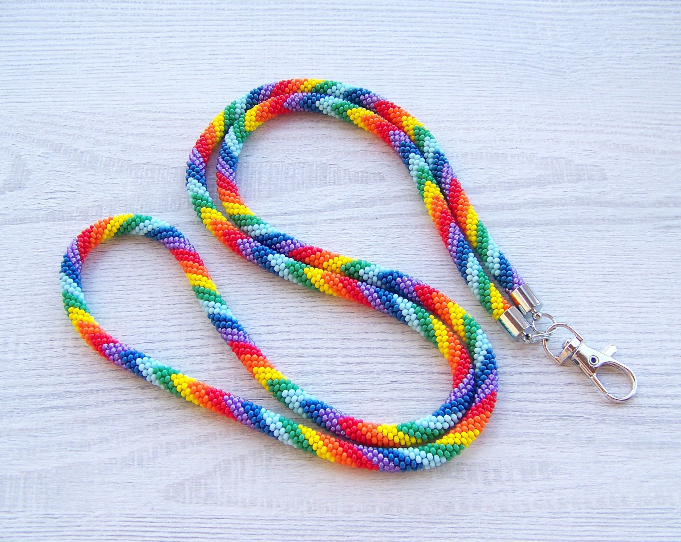 Bead Crochet Lanyard Pattern PDF for Rainbow Lanyard or Etsy