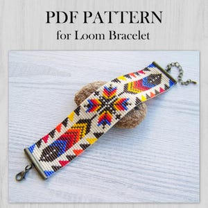 Loom Native colorful bracelet pattern, Beading Pattern, Ethnic Style Miyuki Delica Bracelet PDF Pattern, PDF Beading instant download