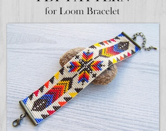 Loom Native colorful bracelet pattern, Beading Pattern, Ethnic Style Miyuki Delica Bracelet PDF Pattern, PDF Beading instant download