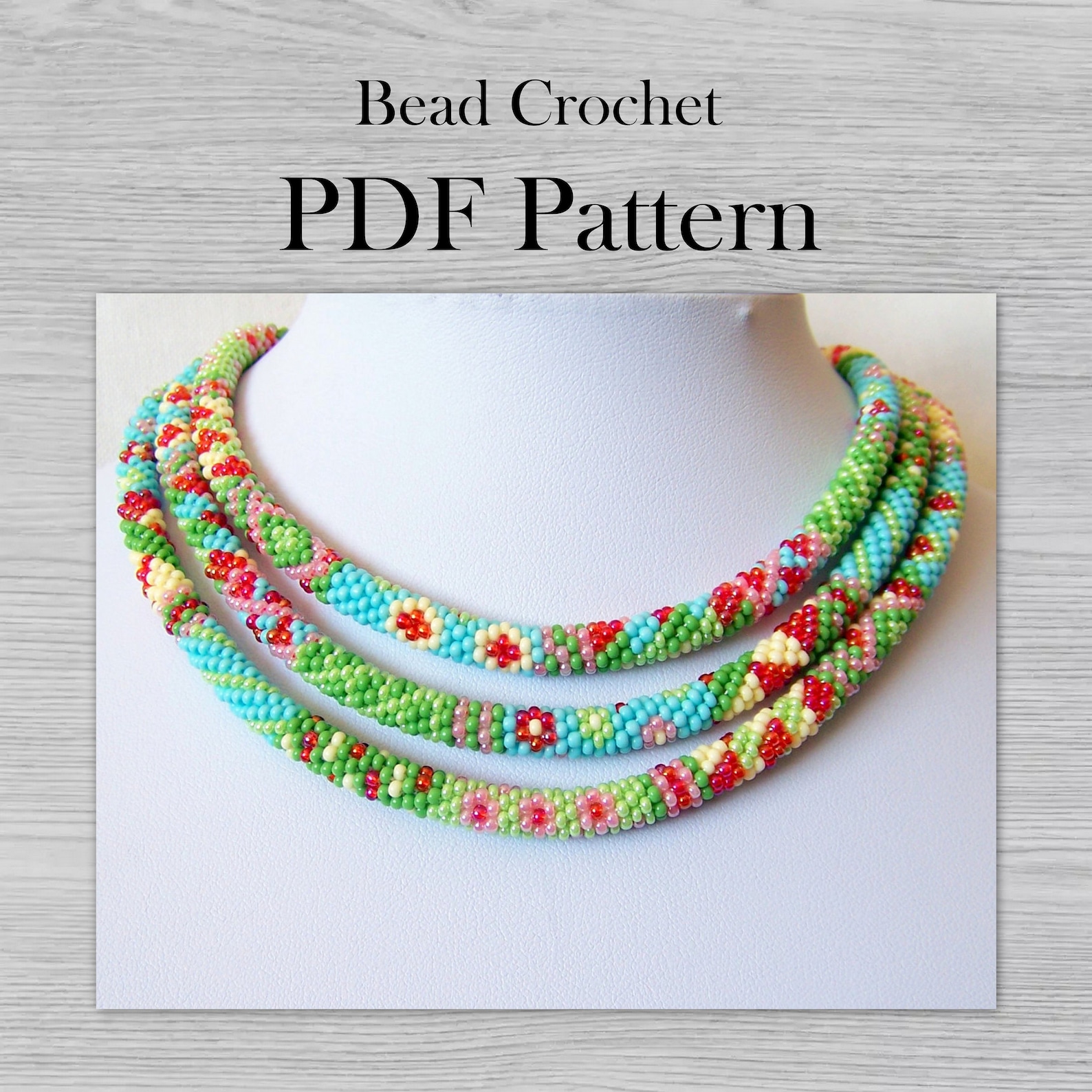 PDF Pattern for Summer Flowers Patchwork Necklace, Pastel Crochet Rope ...