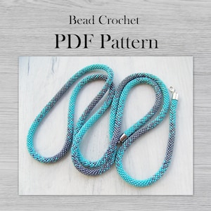 PDF Pattern for ombre necklace, DIY Seed Bead Crochet Project, Crochet Rope Jewelry pattern, Turquoise hematite necklace pattern