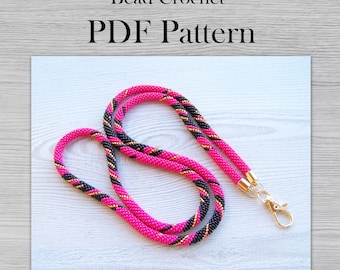 PDF Bead crochet Pattern for lanyard or necklace, DIY Seed Bead Crochet files, PDF Rope Jewelry pattern, Bead weaving Crafter Gift