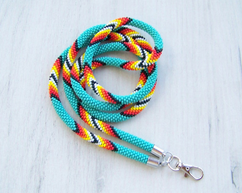 Bead Crochet Lanyard Pattern PDF for Native Tribal Lanyard or Etsy