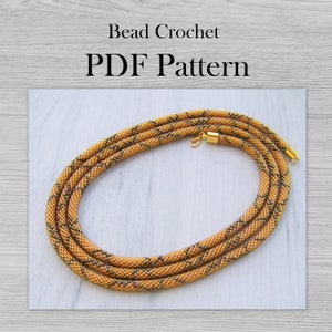 PDF Pattern for bead crochet necklace, DIY Seed Bead Crochet Art Project, caramel Crochet Rope Jewelry pattern, Beadweaving Crafter Gift