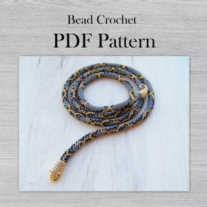 DIY Crafts for Adults - PDF pattern Gray Serpent Bead crochet - Statement Jewelry Snake Pattern Necklace - Needlework Beading pattern
