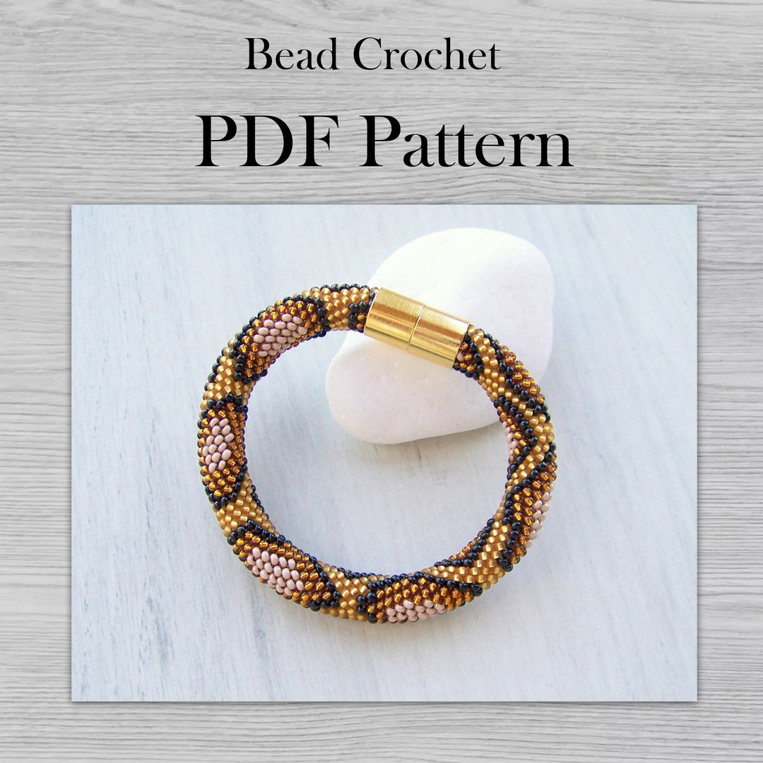 Brown Python Bead Crochet Bracelet Pattern, PDF Statement Jewelry ...