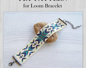 Geometric Style Loom Beading Pattern, Miyuki Delica Bracelet PDF Pattern, Native colorful bracelet pattern, PDF Beading instant download
