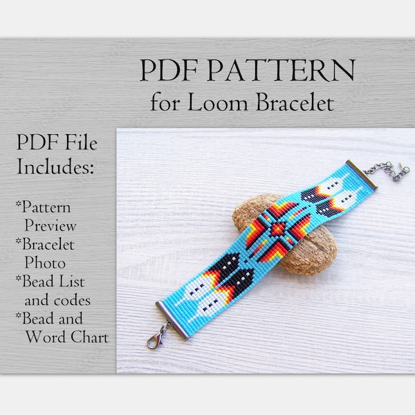 Loom Native colorful bracelet pattern, Beading Pattern, Ethnic Style Miyuki Delica Bracelet PDF Pattern, PDF Beading instant download