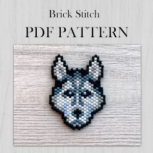 Husky Dog PDF Pattern, Brick stitch pattern, Beading Pattern, Graph Pattern, PDF file Instant download, Miyuki Delica beads