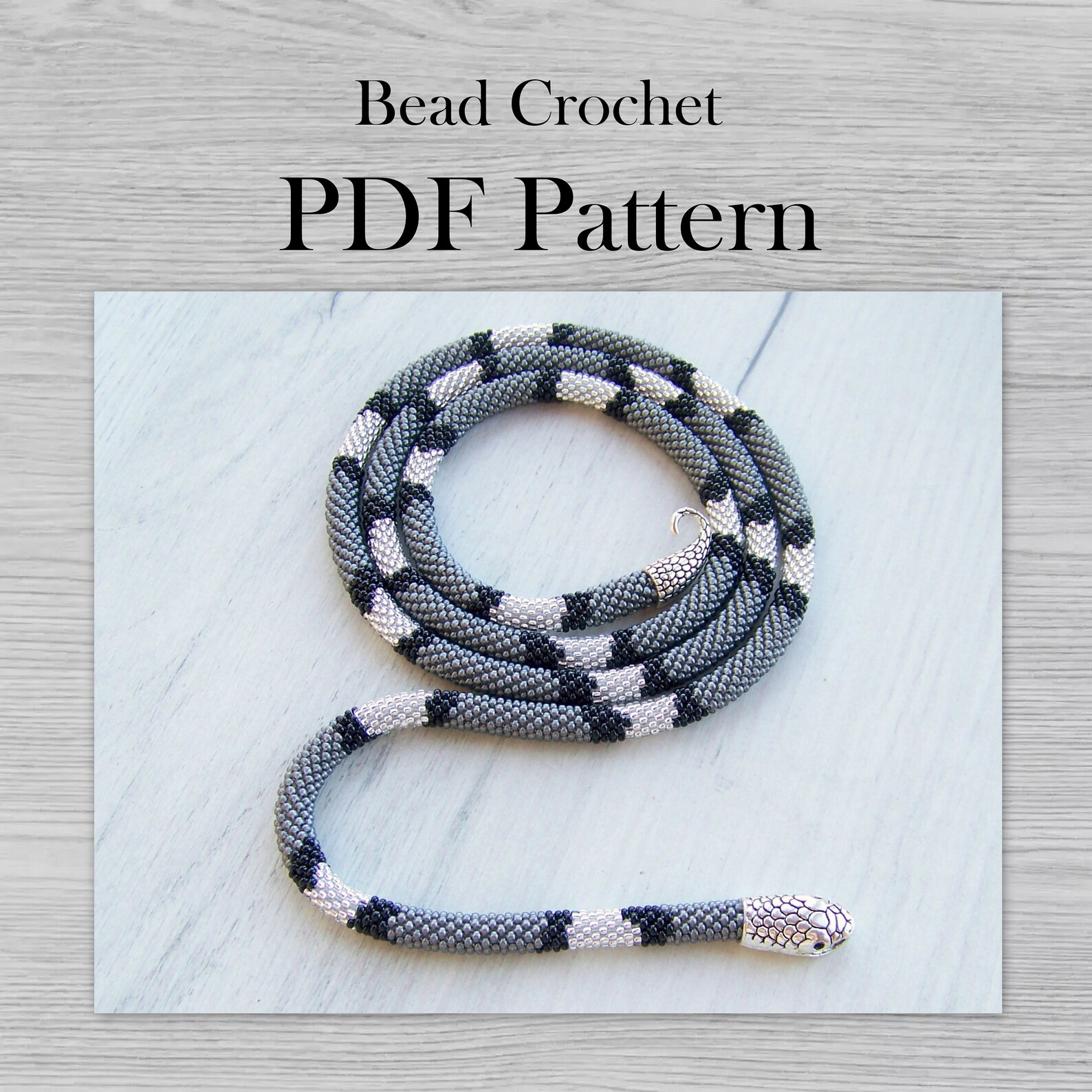Bead Crochet Pattern, Necklace PDF PNG Pattern, Snake Design DIY ...