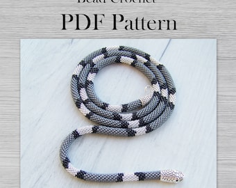 Patrón de crochet de cuentas, patrón PDF PNG de collar, patrón DIY con diseño de serpiente, patrón de collar de cuentas de serpiente, diseño de serpiente de arte moderno