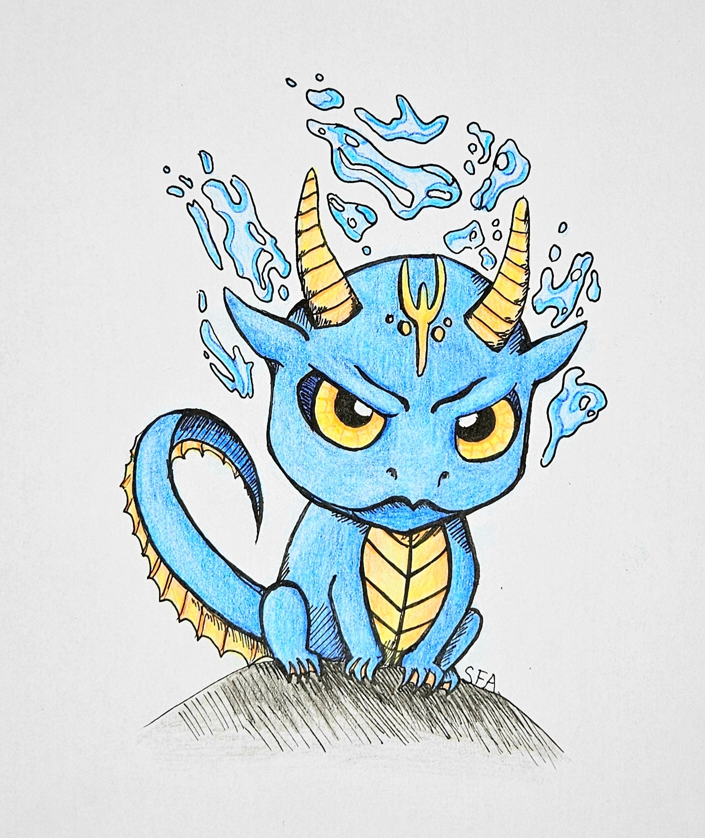 Blue Grumpy Dragon Sticker - Etsy