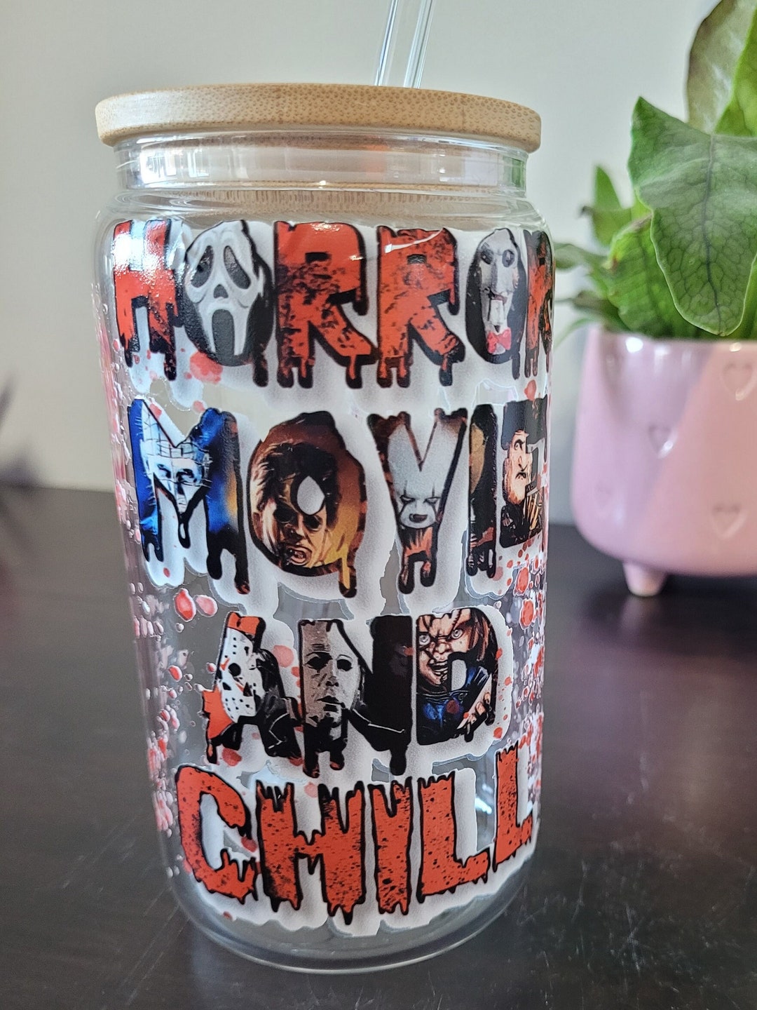 Horror Movie Chill Horror Killers Libbey Beer Can Glass Horror Movie