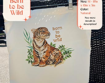 Born to be Wild Baby Tiger Tote - women&#39;s bags, tote bag, baby animals, cute animal, gifts for her, tiger purse, sustainable, unique gift