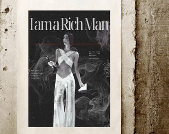 I am a Rich Man - digital art print, wall art, wall decor, home decor, dorm decor, digital download, trendy wall art, Cher art print, modern