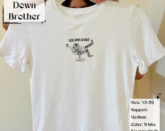 Calm Down Brother - Women’s Clothing, unique t-shirt, one of a kind, sustainable, upcycled top, gift for readers, bookish merch, sassy fun
