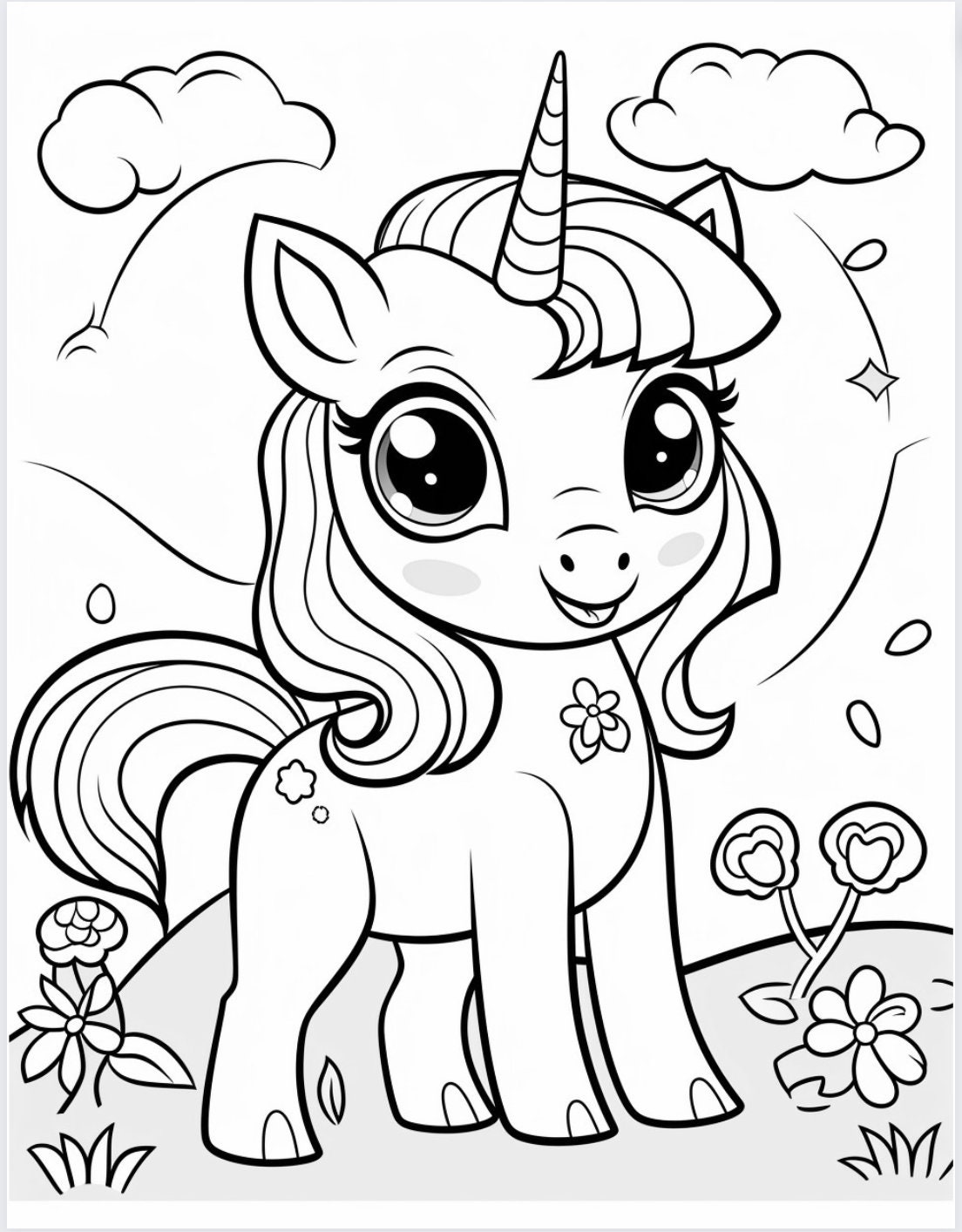 100 Cute Unicorn Colouring Pages for Kids Children's Unicorn Easy ...