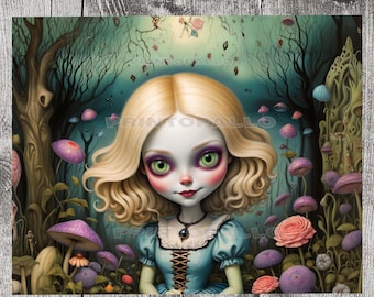 3 hojas de papel de seda para decoupage de 18 libras - Alicia en el país de las maravillas. Cuentos estilo caricatura