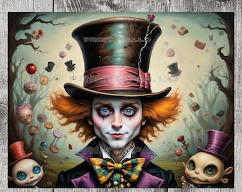 Papel de seda para decoupage de Alicia en el País de las Maravillas: Dibujo animado del Sombrerero Loco (3 hojas)