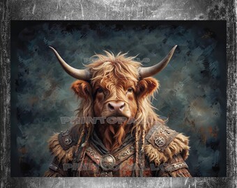 3 hojas de papel de seda para decoupage, 18 libras: vaca bárbara ecléctica noble con cuernos largos (¡una de las Tierras Altas!)