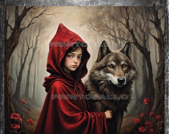 3 Hojas de Papel de Seda para Decoupage 18lbs - Caperucita Roja y el Lobo en el Bosque (La Historia Real)