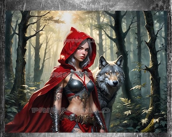 3 hojas de papel de seda para decoupage (8 kg): Caperucita Roja puede cuidarse sola. Y el lobo es su amigo.