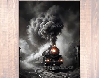 3 hojas de papel de seda para decoupage de 18 libras - Tren de vapor fantasma en una noche de niebla